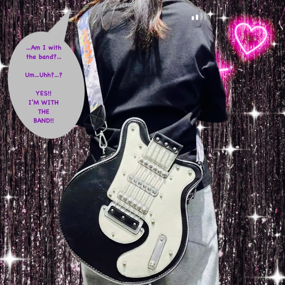 Guitar-Shaped Black and White Handbag